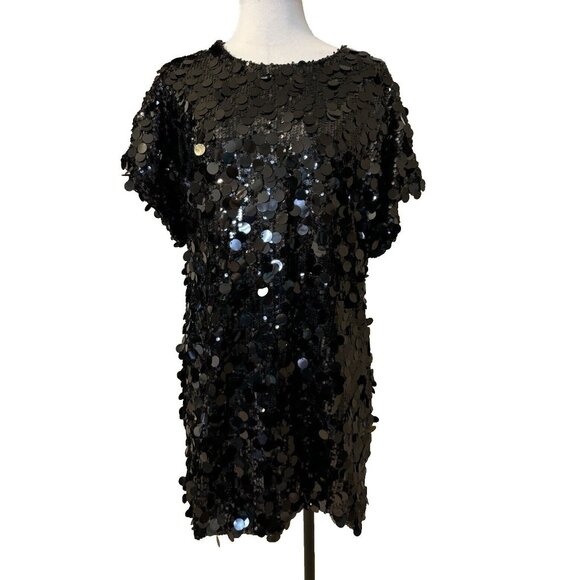 Nordstrom Short Sleeve Sequin Dress Stretch Party Formal Wedding Cruise NEW - Picture 1 of 13